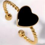 HARAHU FL-39048 gyűrű - Arany / Fekete / Állítható KP39048