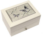P&O Fa fiókos ékszertartó doboz - fehér, pillangós (AFAS0053-B-WHITE)
