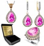 Ottomania 925-ÖS Ezüst Ékszerszett Cirkóniákkal És Rózsaszín Topázzal Gravírozás (R009_18r)