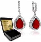 Ottomania Ezüst Fülbevaló 925 Cirkónia Rubin Ékszer Nőknek Gravírozás Ajándék (R109k)