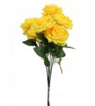 Goliat Mesterséges bazsarózsa csokor Sárga 7 db 36cm Kompozíció Otthoni Dekoráció (FLVXX002/F)