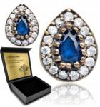 Ottomania Ezüst fülbevalók Kis Zafír és Strassz Női Kézműves Gravírozás (kpl-097k)