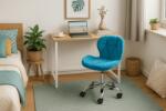  Dolgozószobai szett - összecsukható íróasztal ZARIMO 80×40 cm fehér + irodai szék AVOLA VELVET kék