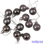  Karácsonyi gömb szett 12 db-os 2, 5cm - Grafit