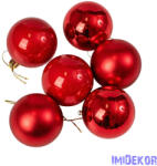  Karácsonyi gömb szett 6 db-os 6cm - Piros