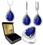 Ottomania Ezüst Ékszer Szett 925 Zafír Cirkónia Női Szett Gravírozás (R072_18r)