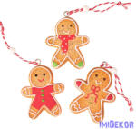  Mézeskalács dísz szett, polirezin, 5, 5 x 4, 5 cm, kreatív felhasználásra vagy karácsonyfára