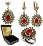 Ottomania Ezüst Ékszer Szett 925 Cirkónia Gránát Női Szett Gravírozás (kpl-042_25r)