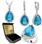 Ottomania Ezüst Ékszer Szett 925 Cirkónia Topáz Szett Nőknek Gravírozás (R105_13r)
