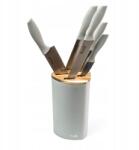 Husla Konyhai késkészlet, 5 db, szürke, rozsdamentes acél, fa blokkban (8420642493794)