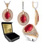 Ottomania Ezüst Ékszer Szett 925 Cirkónia És Rubin Szett Nőknek Gravírozás (R155_14r)