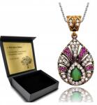 Ottomania Nyaklánc Ezüst 925 Cirkónia Smaragd Ékszer Női Gravírozás Ajándék (Dzień mamy kobiet urodziny imieniny)