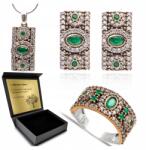 Ottomania Ezüst Ékszer Szett 925 Cirkónia Smaragd Női Gravírozás Szett (kpl-061_12r)