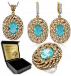 Ottomania Ezüst Ékszer Szett 925 Cirkónia Topáz Szett Nőknek Gravírozás (kpl-043_21r)