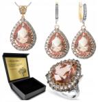 Ottomania 925-ÖS Ezüst Ékszerszett Morganit Cirkóniákkal Nőknek Gravírozás (R015_20r)