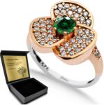 Ottomania Gyűrű Ezüst Cirkónia Smaragd Ékszer Női Gravírozás Ajándék (R187p_13r)