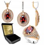 Ottomania Ezüst Ékszer Szett 925 Cirkónia Gránát Szett Nőknek Gravírozás (R167_12r)