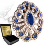 Ottomania Ezüst Gyűrű 925 Cirkónia Zafír Ékszer Női Gravírozás Ajándék (547p_15r)