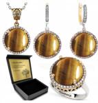 Ottomania Ezüst Ékszer Szett 925 Cirkónia Macskaszem Szett Női Gravírozás (R143_12r)