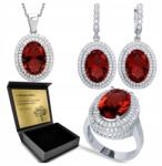 Ottomania 925-ÖS Ezüst Ékszerszett Cirkóniákkal És Gránáttal Nőknek Gravírozás (R059_17r)