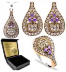 Ottomania Ezüst Ékszer Szett 925 Cirkónia Ametiszt Női Szett Gravírozás (kpl-034_17r)