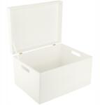 Creative Deco Fehér fa doboz fogantyúkkal ajándékokhoz, játékokhoz, emlékekhez 40x30x24 cm (X00127217X)