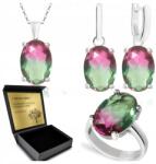 Ottomania Ezüst Ékszer Szett 925 Turmalin Szett Nőknek Gravírozás Ajándék (R090_23r)