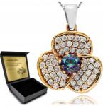 Ottomania Nyaklánc Lánc Ezüst 925 Medál Virág Strassz Topáz Gravírozás (R184n)