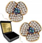 Ottomania Ezüst Fülbevaló 925 Strassz Topáz Virág Ékszer Női Gravírozás (R184k)