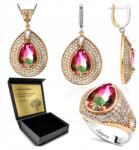 Ottomania Ezüst Ékszer Szett 925 Cirkónia Turmalin Szett Női Gravírozás (R131_11r)