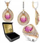 Ottomania Ezüst Ékszer Szett 925 Cirkónia Ametiszt Szett Nőknek Gravírozás (R134_14r)