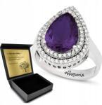 Ottomania Ezüst Gyűrű 925 Cirkónia Ametiszt Ékszer Nőknek Gravírozás (R110p_22r)