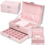 Korbi Ékszerdoboz Elegáns Rendszerező Púderrózsaszín Ajándék F39 (KUFEREK PUDROWY RÓŻ ORGAZNIER F39)