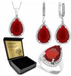 Ottomania Ezüst Ékszer Szett 925 Cirkónia És Rubin Szett Nőknek Gravírozás (R071_12r)