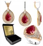 Ottomania Ezüst Ékszer Szett 925 Cirkónia És Rubin Szett Nőknek Gravírozás (R137_18r)