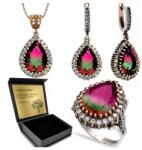 Ottomania Ezüst Ékszer Szett 925 Cirkónia Turmalin Szett Női Gravírozás (R093_16r)