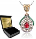 Ottomania Nyaklánc Ezüst 925 Cirkónia Rubin Smaragd Ékszer Női Gravírozás (Dzień mamy kobiet urodziny imieniny)