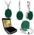 Ottomania Ezüst Ékszer Szett 925 Cirkónia Malachit Szett Női Gravírozás (R097_16r)