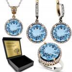 Ottomania 925-ÖS Ezüst Ékszerszett Cirkóniákkal És Kék Topázzal Gravírozás (R027_18r)