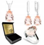Ottomania 925-ÖS Ezüst Ékszerszett Morganittal Női Szett Gravírozás (R053_16r)