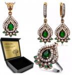 Ottomania Ezüst Ékszer Szett 925 Cirkónia Smaragd Női Gravírozás Szett (kpl-100_11r)