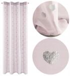 Eurofirany Függöny Benay 140x250 cm rózsaszín Ezüst Szív Fátyol Függöny (333844)