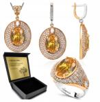 Ottomania Ezüst Ékszer Szett 925 Citrin Cirkónia Női Szett Gravírozás (R153_17r)