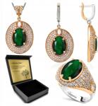Ottomania Ezüst Ékszer Szett 925 Cirkónia Smaragd Női Gravírozás Szett (R146_21r)