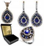 Ottomania Ezüst Ékszer Szett 925 Zafír Cirkónia Női Szett Gravírozás (kpl-052_12r)