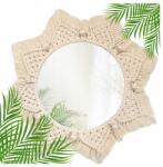 Tutumi Boho Kerek Fali Tükör Makramé Pavilon Keret Zsinór 53 cm Természetes (HOM-03004)