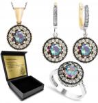 Ottomania 925-ÖS Ezüst Ékszerszett Cirkóniákkal És Misztikus Topázzal Gravírozás (R020_16r)