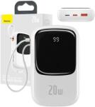 Baseus Powerbank Baseus Qpow PRO Lightning kábellel, USB-C és USB porttal, 20000mAh, 20W (fehér) (PPQD060202)