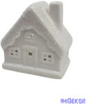 Kerámia fehér téli házikó - Csillámos tetejű B