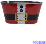  Karácsonyi mintás bádog kaspó ovál - Mikulás öv